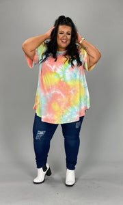 53 PSS-B {True Colors} Coral Tie Dye Top EXTENDED PLUS SIZE 3X 4X 5X *** FLASH SALE***