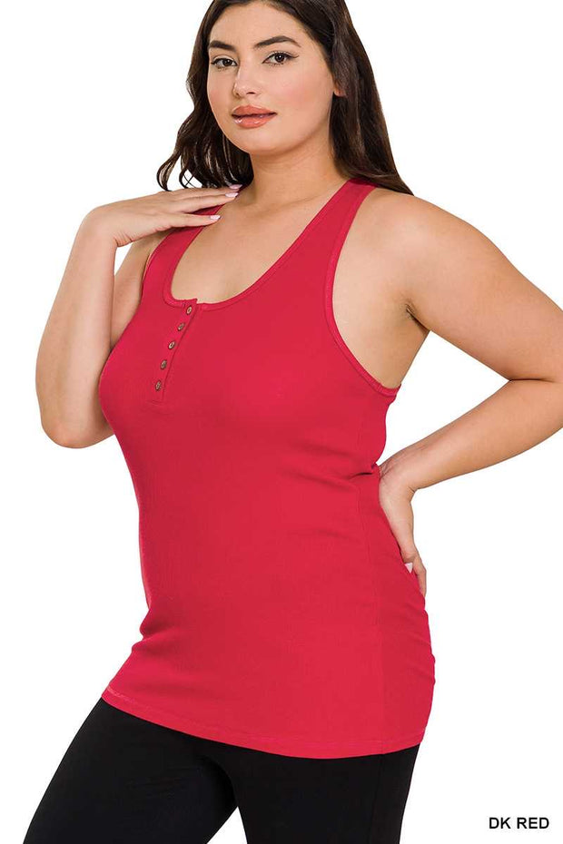 TANK {Savvy Chic} Dk. Red Ribbed Racerback Tank PLUS SIZE 1X 2X 3X