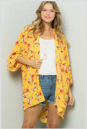 65 OT-F {Flowers In Sunshine} Yellow Floral Printed Cardigan PLUS SIZE***SALE***