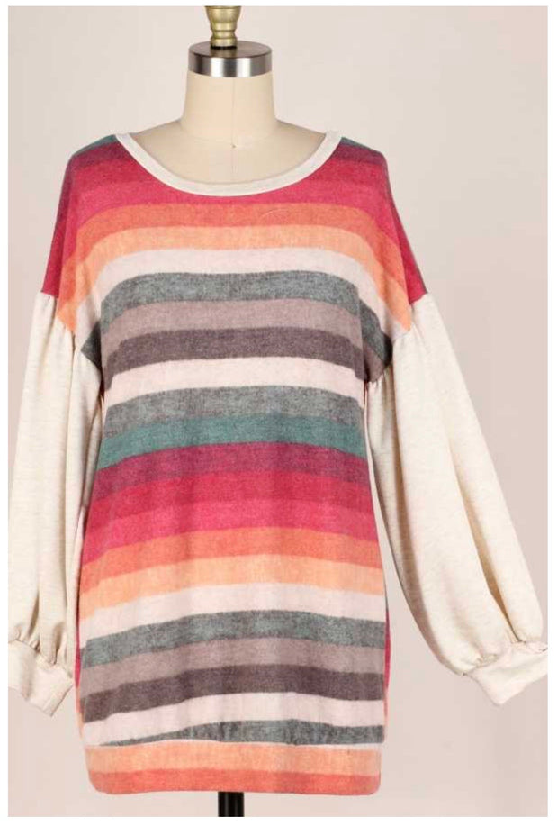 22 CP-F {No One Knows}  ***SALE***Multicolor Striped Tunic PLUS SIZE XL 2X 3X