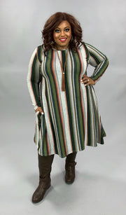 PLS-G {Completely Yours} Grey Green Stripe Knit Dress EXTENDED PLUS SIZE 3X 4X 5X