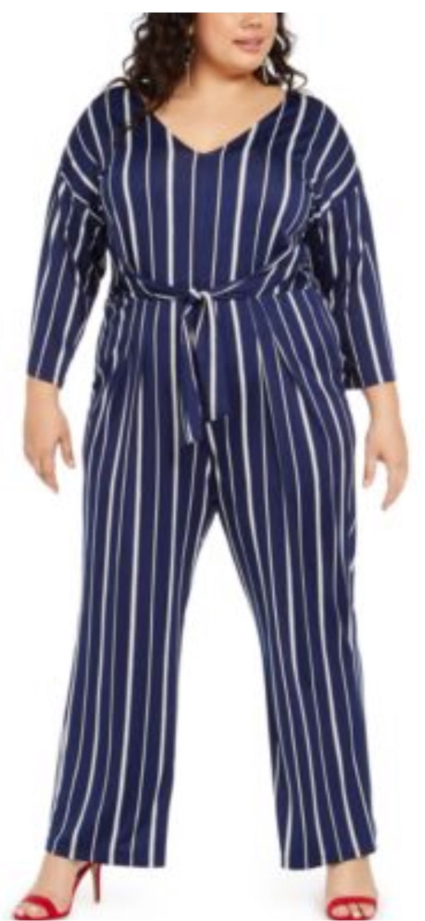 RP-A M-109 {NY Collection} Navy Striped Jumpsuit Retail $70.00 PLUS SIZE 1X ***FLASH SALE***