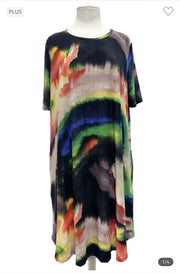 97 PSS-Q {Believe This} Purple/Multi-Color Print Dress PLUS SIZE 1X 2X 3X *** FLASH SALE***