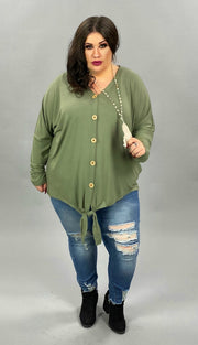 41 SLS [Dream in Color} Olive Tunic with Button Front & Tie PLUS SIZE 1X 2X 3X