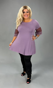 96 SD-B {Wait For It} LAVENDER Top w/Sleeve Detail PLUS SIZE 1X 2X 3X