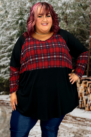 57 CP-Z {Just A Touch} ***FLASH SALE***Black/Red Plaid Tunic EXTENDED PLUS SIZE 4X 5X 6X