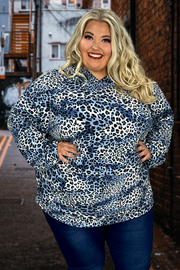 42 HD-A {Lean On Me} Navy Leopard Print Hoodie EXTENDED PLUS SIZE 3X 4X 5X