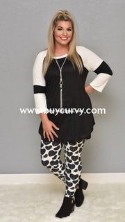 Leg/cp-White Leggings With Black Heart Leaf Print