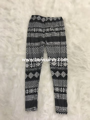 Leg/gt -Black/white Snowflake Print Leggings