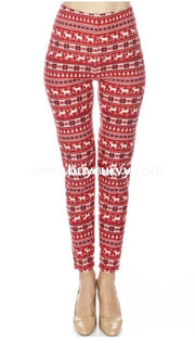 Leg/gt Happy Holidays Red Snowflake/deer Leggings