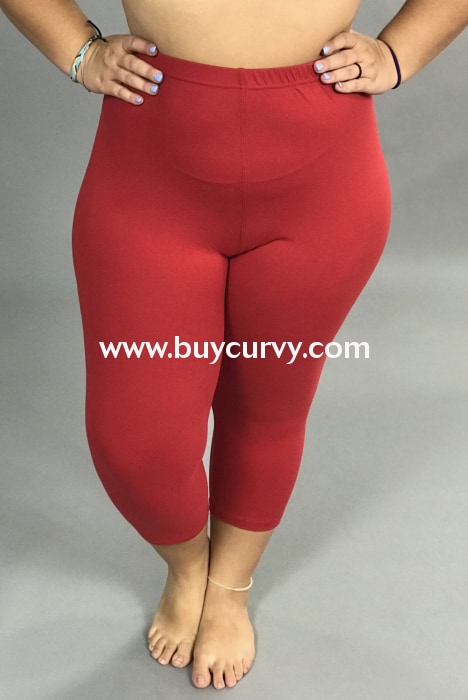 LEG-21 {Get On Up} Tango Red Butter Soft Capri Leggings EXTENDED PLUS SIZE 3X - 5X