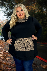 36 HD-D {Living It Up} Black Mocha Animal Hoodie CURVY BRAND EXTENDED PLUS SIZE 3X 4X 5X 6X