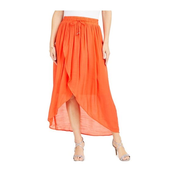 BT-A  M-109 {Thalia Sodi} Rich Coral Wrap Skirt Retail 59.50 PLUS SIZE XXL