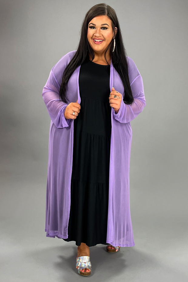 LD-F {New Chapters} Lavender Sheer Mesh Duster PLUS SIZE XL 2X 3X