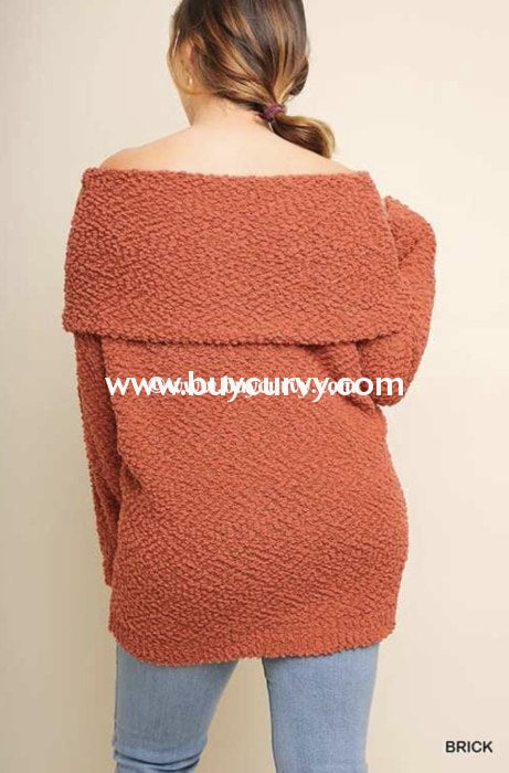 Off-R Umgee Rust Off-Shoulder Sweater (Soft & Stretchy!) Off Shoulder