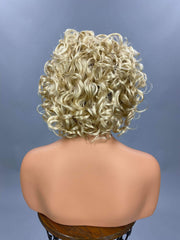 {Angel} Short Thick Super Curly Bright Blonde Headband Wig