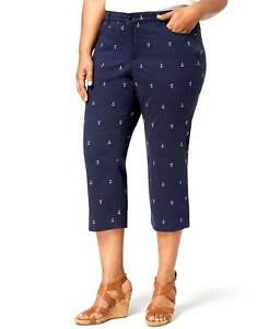 BT-Y  M-109   {Charter Club} Navy Anchor***SALE*** Print Carpri Retail €74.50 PLUS SIZE 16W 24W