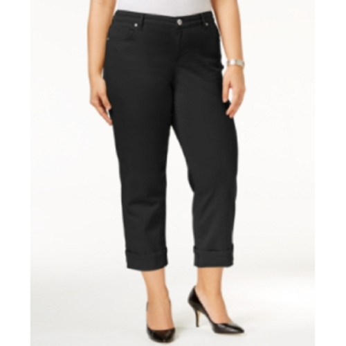 BT-Q  M-109   {Style & Co} Black Cuffed Capri Jeans Retail 59.50 PLUS SIZE 14W 16W