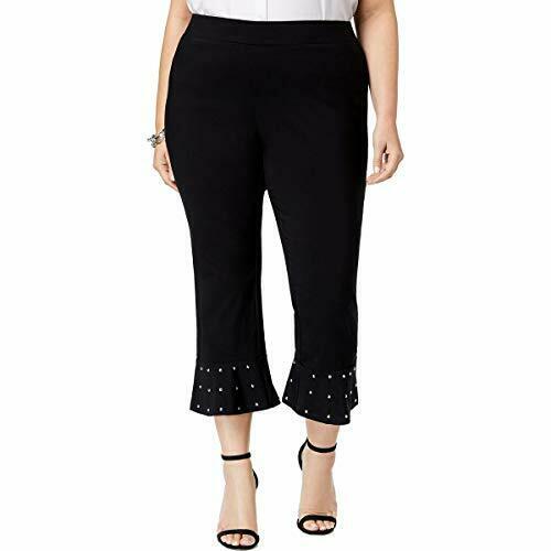 BT-R  M-109  {INC} Black Stud Hem Capris Retail 69.50 PLUS SIZE 18W