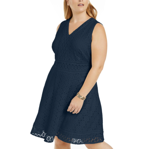 LD-D M-109 {Charter Club} Navy Lace Dress Retail €109.50 EXTENDED PLUS SIZE 4X