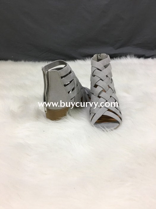 Shoes City Classified Gray Suede Booties With Woven Strap Detail Sale! Shoes