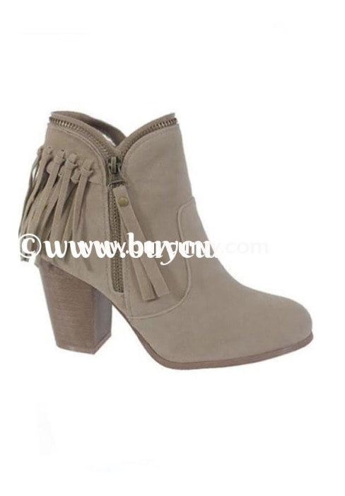 Shoes-Gray Fringed Boots With Platform Heel & Side Zipper Sale! Shoes