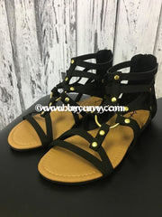 Shoes-Qupid Black With Gold Center Accent Sale! Shoes