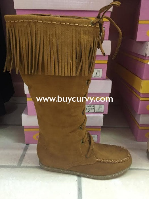 Shoes-Soda Lace-Up Fringe Boots Sale! British Tan / 7 Shoes