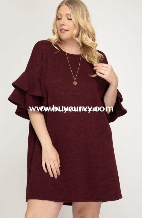 Sq-A {New Identity} Burgundy Thick Stretchy Knit Tunic Sq