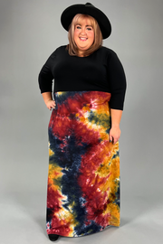 LD-J {Steal The Show} Black/Tie Dye Maxi Dress SALE!!! EXTENDED PLUS SIZE 3X 4X 5X