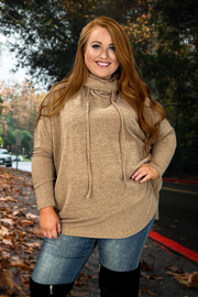 44 SLS-A {Sweet Advice} Deep Camel Cowl Neck Top SALE!! PLUS SIZE 1X 2X 3X