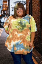 26 PSS-Z {Sweeten The Deal} Olive/Multi Waffle Knit Top EXTENDED PLUS SIZE 3X 4X 5X