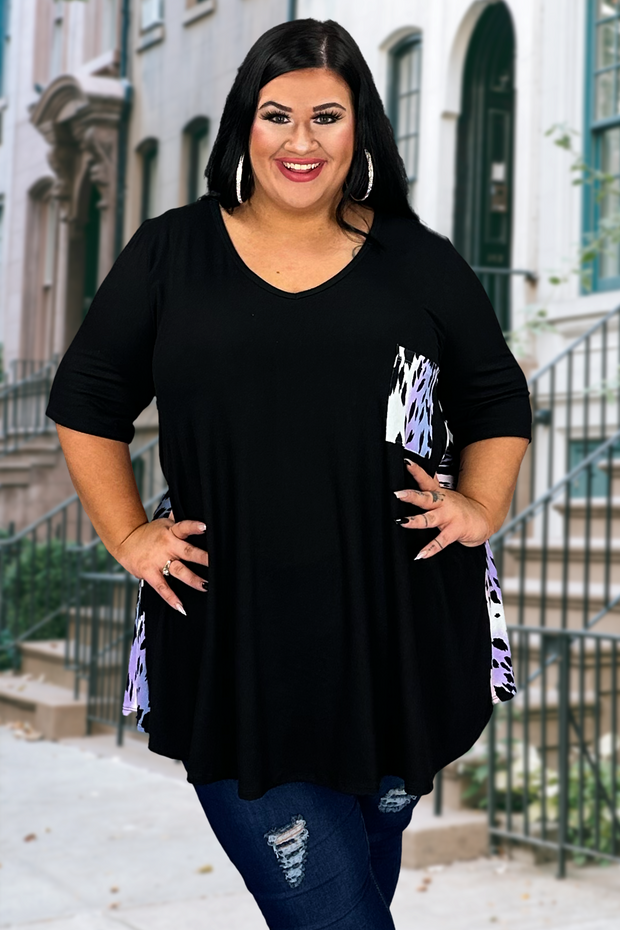 86 CP-A {Waiting On A Sign} Lavender Tie Dye Leopard Print Tunic EXTENDED PLUS SIZE 3X, 4X, 5X