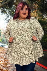 78 PLS-N {Without Hesitation} Taupe Leopard Print Top EXTENDED PLUS SIZE 3X 4X 5X