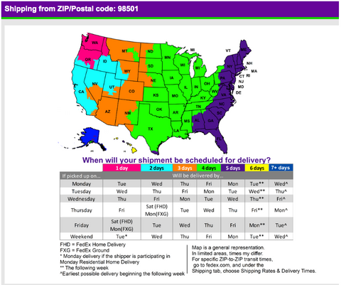 FedEx Ground Time in Transit Map Ace Race Parts