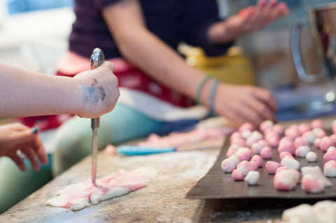 Kids Making Butter Mints for Holiday Gifts