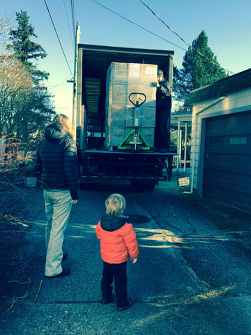 Shipment of Mugs Arriving in Freight Truck