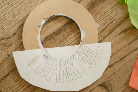 Template for "THANKFUL" Sign on Wreath