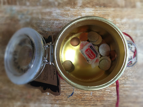 Give Jar with Coins and Necco Wafers