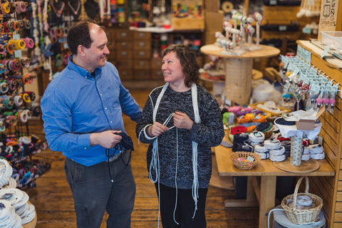 Nautical Knot tyers in Mystic Connecticut Weavers in the workshop Matt and Jill Beaudoin