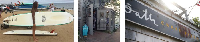 Banner - Nantucket: surfing, Four Winds gift shop, Oath pizza