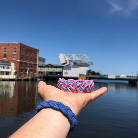 summer colors beach bracelet overlooking drawbridge in Mystic