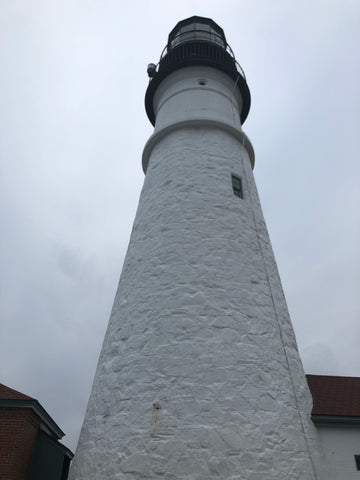 Portland Head Light on a gray and drizzly day
