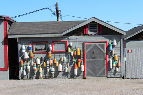 A wall of buoys at Abbotts Lobster in the Rough