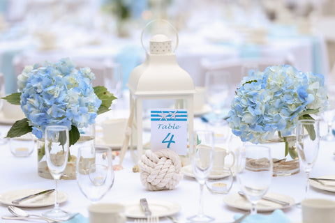 white and blue summer beach wedding