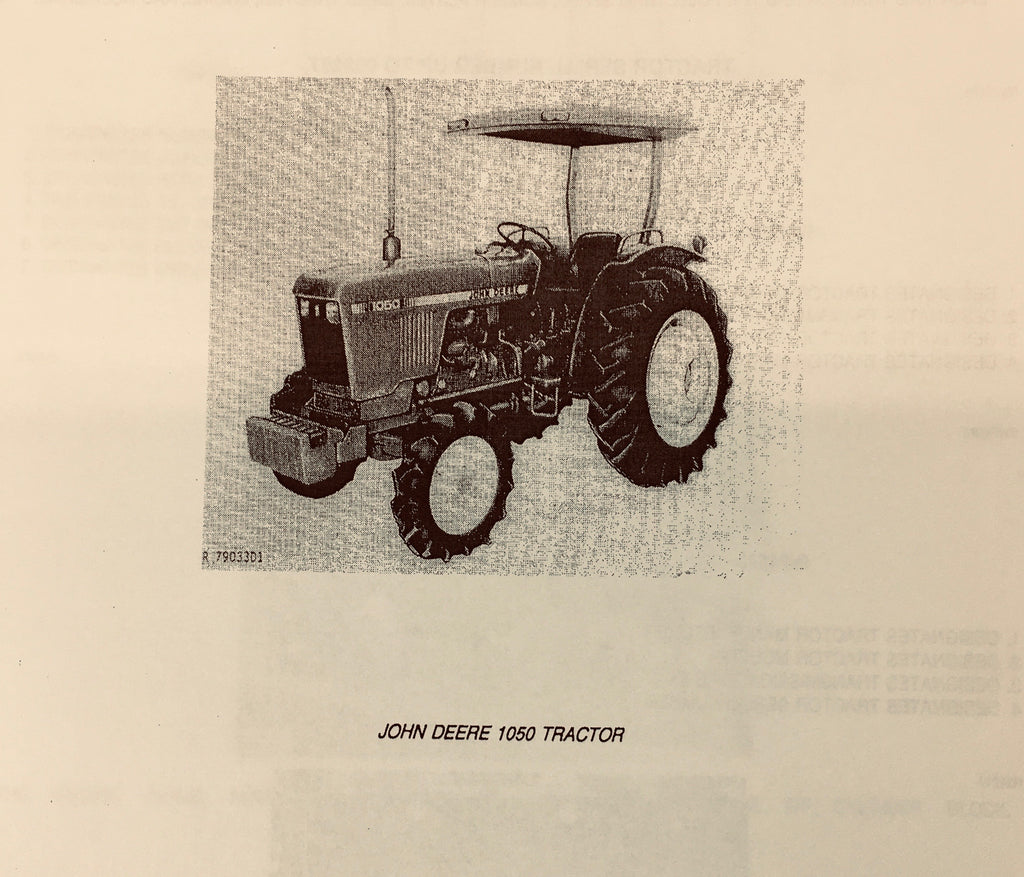 Parts Manual For John Deere 1050 Tractors Catalog Assembly Exploded Vi Peaceful Creek 2517