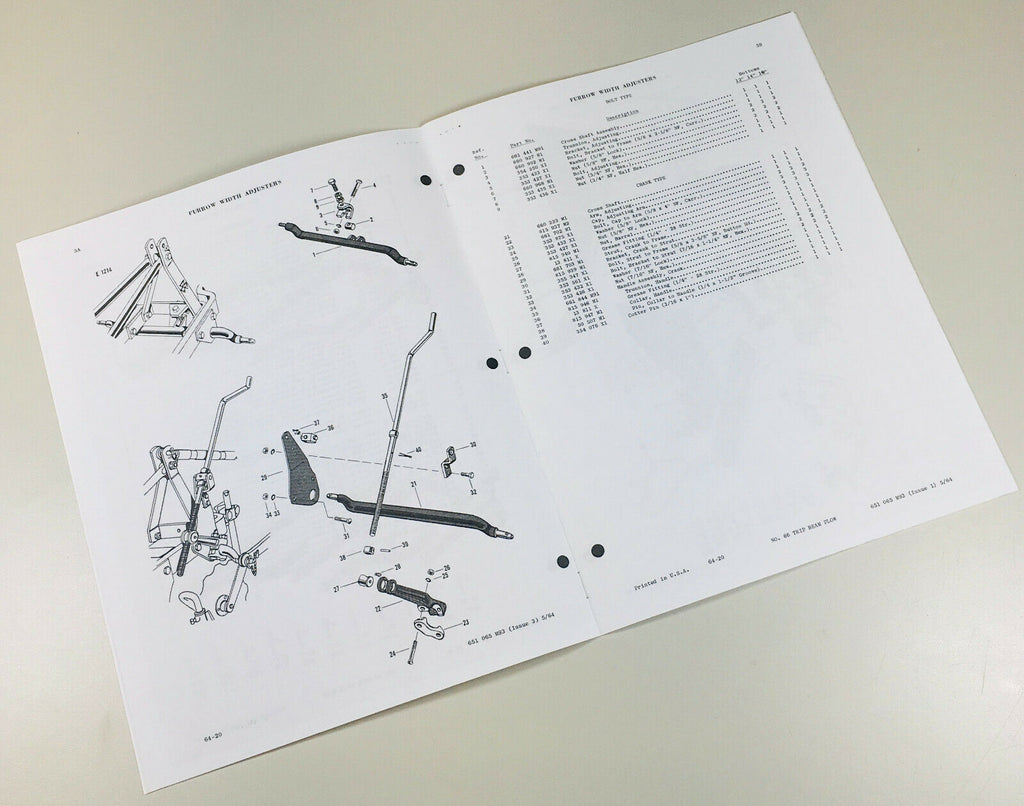 Massey Ferguson No 66 Trip Beam Plow Parts Manual Catalog Schematic B Peaceful Creek 