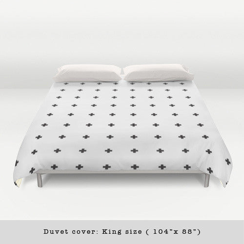 1 Swiss Cross Black And White Duvet Cover Latte Design