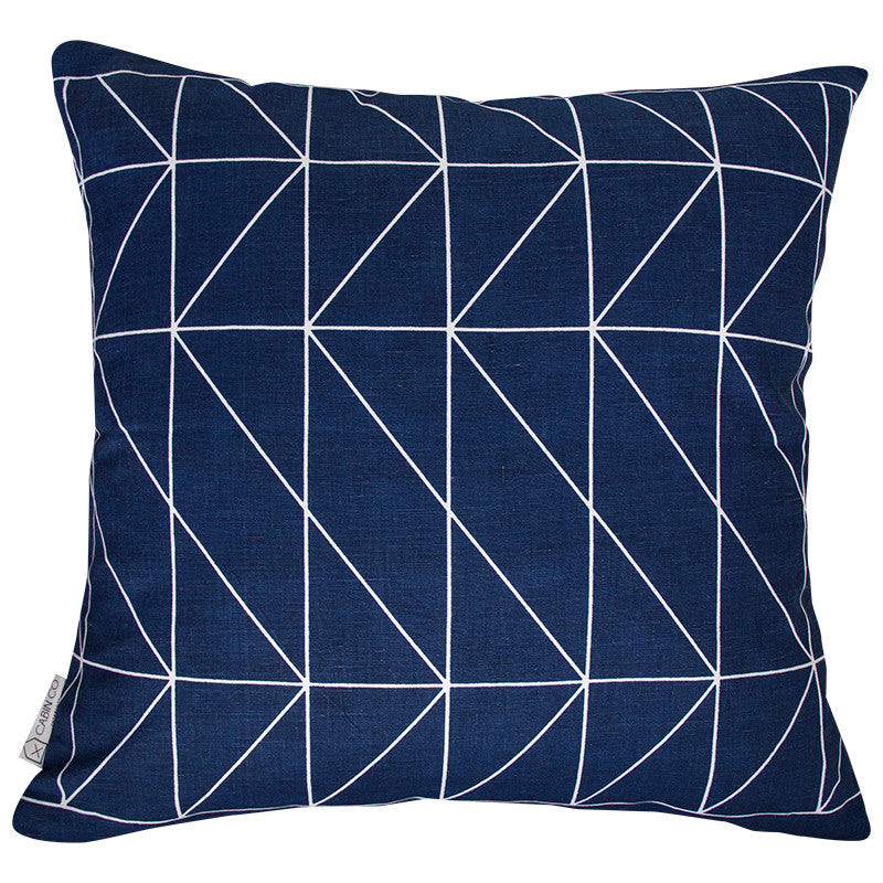 GEOMETRIC NAVY CUSHION COVER CABIN CO