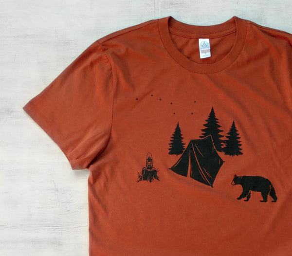 camping bear t shirt